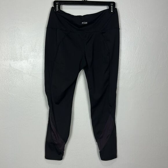 Fit2Run Black Mesh Panels Mid Rise 7/8 Leggings Size S - Picture 3 of 9
